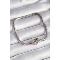 pilelistore 316L Çelik Gümüş Renk Zirkon Taşlı Sonsuzluk Kalp Charm Model Kadın Bileklik - TJ-BB6472