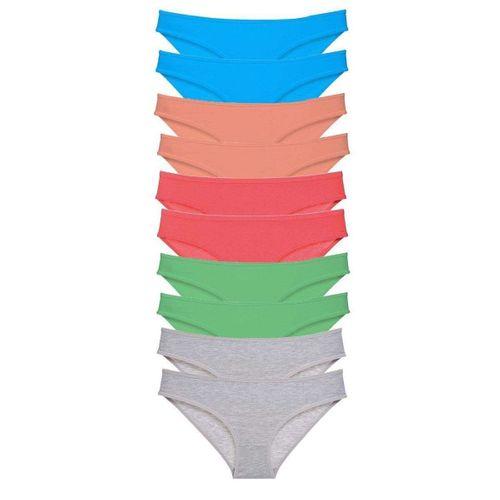 10 Adet Süper Eko Set Likralı Kadın Slip Gri Pudra Yeşil Fuşya Mavi