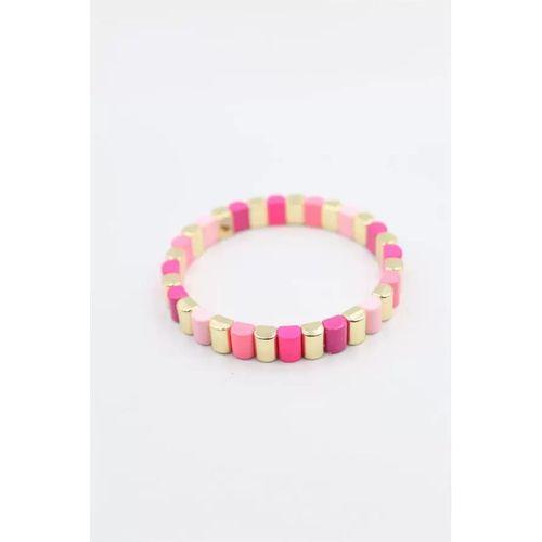 Lastikli Porselen Bilezik - Pembe