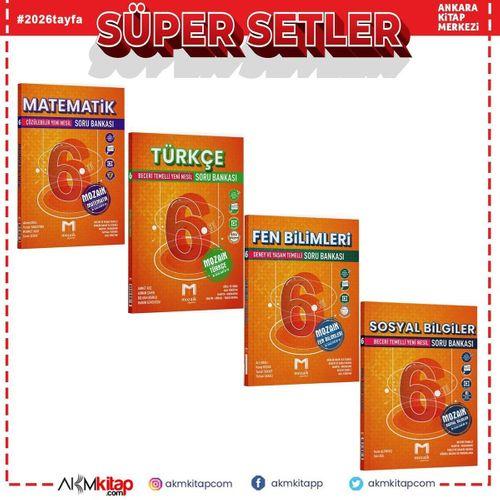 Mozaik 6.Sınıf Matematik Türkçe Fen ve Sosyal Bilimler Soru Bankası Seti 4 Kitap