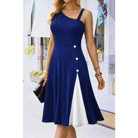 Kadın Tek Omuzu şerit Detaylı Kolsuz Yandan Düğme Detaylı Janjan Krep Elbise