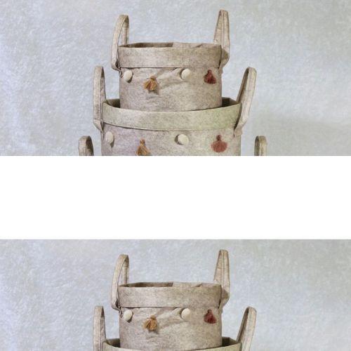 Katlanabilir Çok Amaçlı Ponponlu Yuvarlak Düzenleyici Saklama Kutusu Organizer Keçe Set