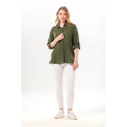 Uzun Kol Vual Avşar Yazlık Gömlek Haki Hk