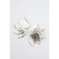 Metal Yaprak Küpe - Gümüş