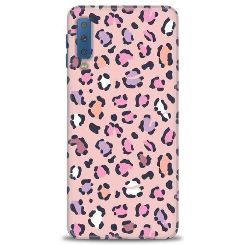 Samsung Galaxy A7 2018 Kılıf HD Baskılı Kılıf - Pembe Leopar + Tam Ekran Koruyucu