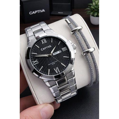 Captiva Bileklik Hediyeli Çelik Kordon Haftanın Günü Ve Takvimli Kadran Erkek Kol Saati CT.M.001.M5