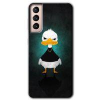 MRCİLETİSİM Samsung Galaxy S21 Kılıf HD Desen Baskılı Arka Kapak + Temperli Cam - Angry Duck