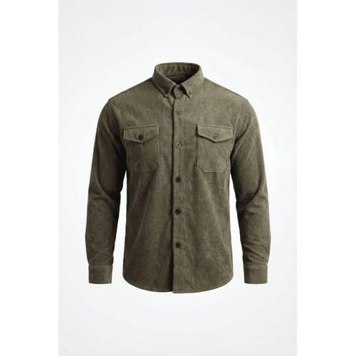 Erkek Uzun Kollu Cepli Kadife Gömlek