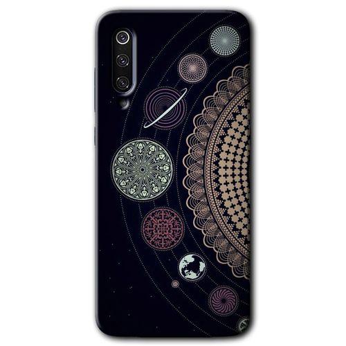 MRCİLETİSİM Xiaomi Mi 9 Kılıf HD Desen Baskılı Arka Kapak+Temperli Cam - Gezegen Döngüsü