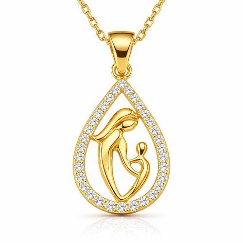 Gümüş Gold Damla Anne Çocuk Kolyesi