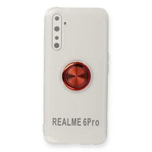 Newface Realme 6 Pro Kılıf Gros Yüzüklü Silikon - Kırmızı
