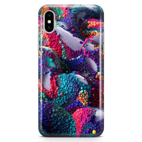 Apple iPhone XS Kılıf Renkli Boncuk 3d Arka Kapak Koruma Desenli Full Koruyucu