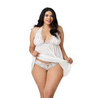 Dantelli Beyaz Büyük Beden Gecelik