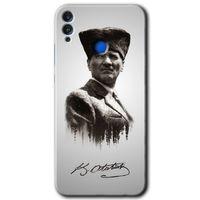 Honor 8c Kılıf HD Desen Baskılı Arka Kapak - Mustafa Kemal Atatürk + Kırılmaz Cam
