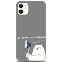 iPhone 11 Kılıf HD Baskılı Kılıf - Baltamın Ucu Keskindir + Tam Ekran Koruyucu