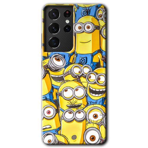 Samsung Galaxy S21 Ultra HD Baskılı Kılıf + 9D Tam Ekran Koruyucu - Minion Ordusu