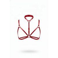 Kırmızı Göğüs Harness Deri Boyunluklu O Halka Detaylı - Brf197
