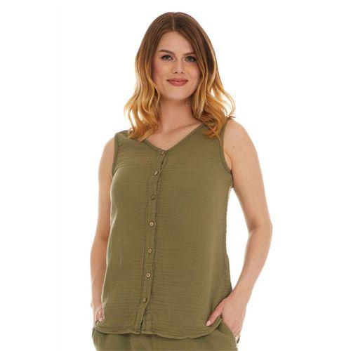 Haki Kolsuz Müslin Bluz