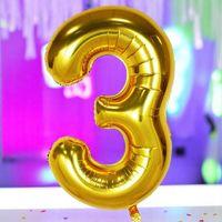 GOLD 3 RAKAM FOLYO BALON UÇAN BALONA HELYUM GAZINA UYGUN YÜKSEK KALİTE 1 METRE GOLD 3 RAKAM BALON