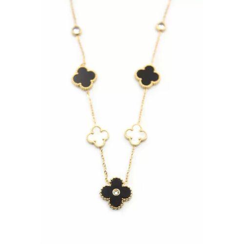 Taşlı Yonca Kolye - Altın