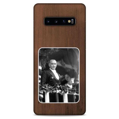 Samsung Galaxy S10 Plus Kılıf Atatürk (35) Fit Design Kılıf Kahverengi Duvar