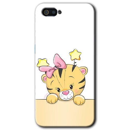 Realme C2 Kılıf HD Desen Baskılı Arka Kapak + Temperli Cam - Sevimli Kedi