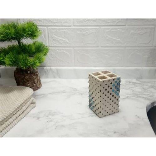 2 Adet Diş Fırçalık Puanlı Poliresin 6X6X10Cm Banyo Seti