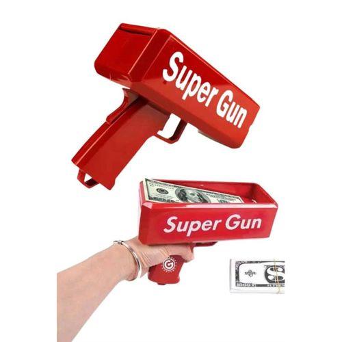 Kırmızı Parti Oyuncağı Para Saçma Fırlatma Tabancası Makinesi Super Money