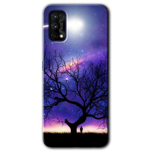 MRCİLETİSİM Realme 7 Pro Kılıf HD Desen Baskılı Arka Kapak + Temperli Cam - Uzay Silüet