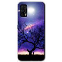 MRCİLETİSİM Realme 7 Pro Kılıf HD Desen Baskılı Arka Kapak + Temperli Cam - Uzay Silüet