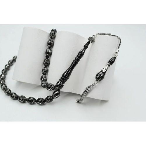 Oltu Taşı Beyzi Model Nokta Çeşmi Bülbül İşlemeli Tespih