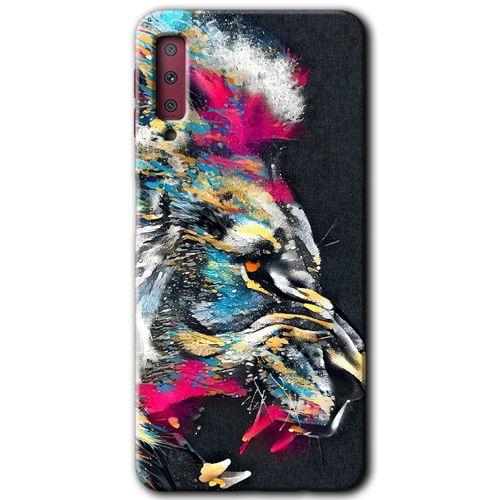 Galaxy A7 2018 Kılıf HD Desen Baskılı Arka Kapak - Colorfull Aslan