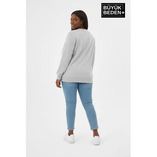 Kadın Büyük Beden MİLANO İTALiA Baskılı Bisiklet Yaka Sweatshirt SPR26BSWK956-9