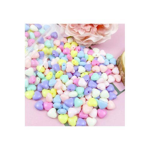 100 gr (500 adet) Şeker Rengi Akrilik Kalp Boncuklar Renkli Karışık Plastik Pastel Boncuklar Ara Boncuk Kalp Şekilli Kolye Bilezik için