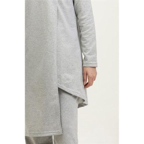 Kruvaze Bisiklet Yaka Sade Basic Tunik Panolon İkili Takım - 03076.008 - Gri