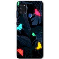 MRCİLETİSİM Samsung Galaxy A21s Kılıf HD Desen Baskılı Arka Kapak + Temperli Cam - Lighter Butterfly