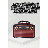 Nostalji Radyo Bluetooth Hoparlör Usb-sd Kart Giriş Led Fener Işıklı Bataryalı Pilli