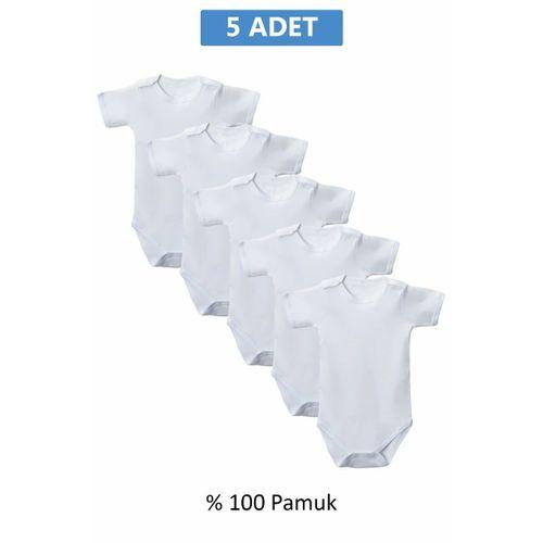 Beyaz Yarım Kol Body Zıbın 7-12 YAŞ Çocuklar İçin (5 ADET) Alttan Çıtçıtlı Özel Gereksinimli