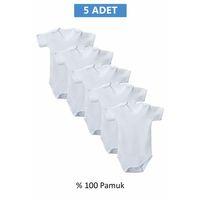 Beyaz Yarım Kol Body Zıbın 7-12 YAŞ Çocuklar İçin (5 ADET) Alttan Çıtçıtlı Özel Gereksinimli