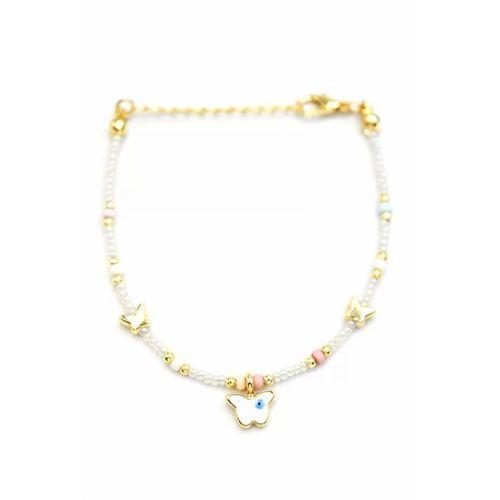 Kelebek Boncuk Bileklik - İnci Beyaz