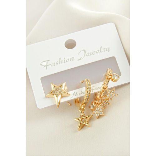 3 Adet Yıldız Zirkon Taşlı Küpe