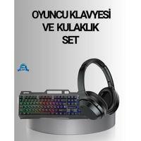 Işıklı Klavye Mouse Ve Bluetooth Kulaklık Seti Türkçe Q Usb