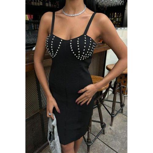 Belina Taş Detaylıı Mini Elbise 2804