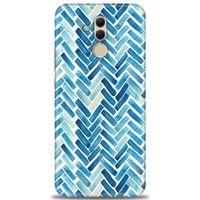Huawei Mate 20 Lite Kılıf HD Baskılı Kılıf - Mavi Çizgiler + Tam Ekran Koruyucu