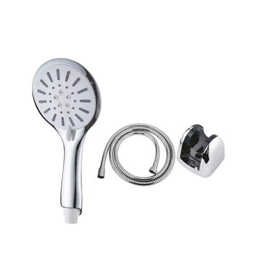 4 Kademeli Krem Duş Seti El Duşu Başlığı Spiral Hortum Ve Duvar Askısı