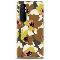 Xiaomi Mi Note 10 Lite Kılıf HD Baskılı Kılıf - Yeşil Kahve Çiçekler + Tam Ekran Koruyucu