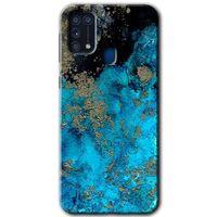 MRCİLETİSİM Samsung Galaxy M31 Kılıf Baskılı Kapak - Klas Mermer +Tam Ekran Koruyucu