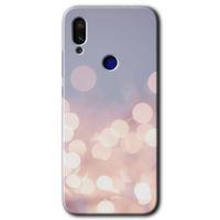 Xiaomi Redmi Note 7 Kılıf Baskılı Kapak - Blur Lights + 5D Tam Kaplayan Cam