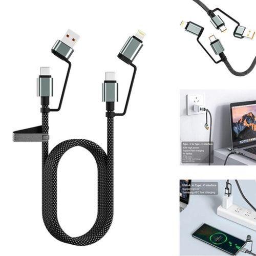 4’ü 1 Arada 100w Akıllı Tasarım Yüksek Dayanıklılık Çoklu Uyumlu Örgülü Hızlı Şarj Kablosu