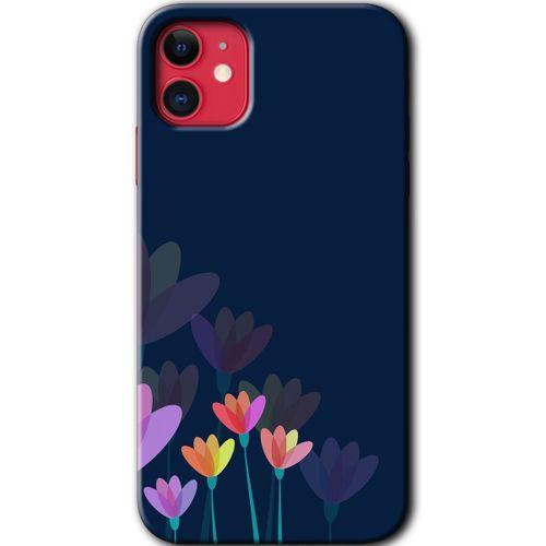 iPhone 11 Kılıf Kapak - Çizim Çiçekleri +Hayalet Ekran Yandan Gözükmez